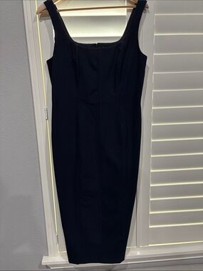 Christian Lacroix Navy Sleeveless Midi Sheath Dress